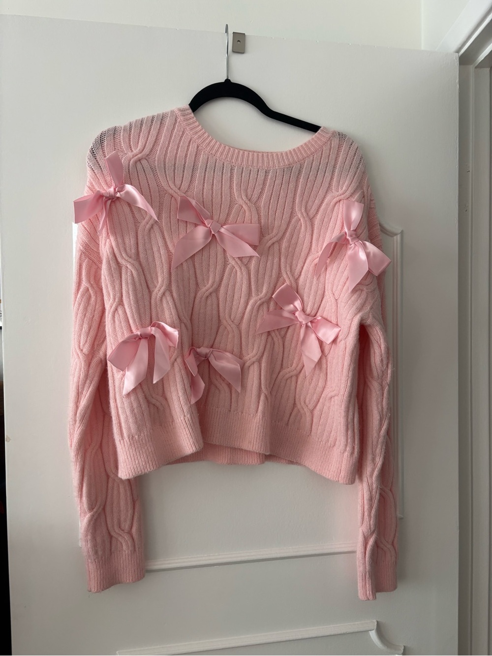 Pink Bow Tie Sweater Small
